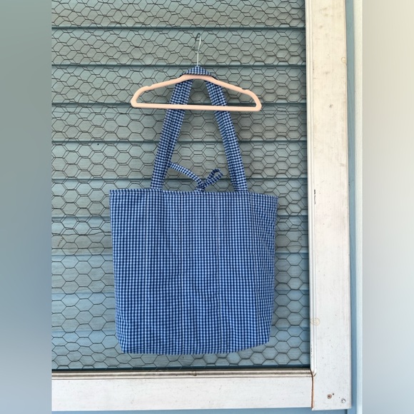 Blue on Blue Gingham Tote - Picture 3 of 4